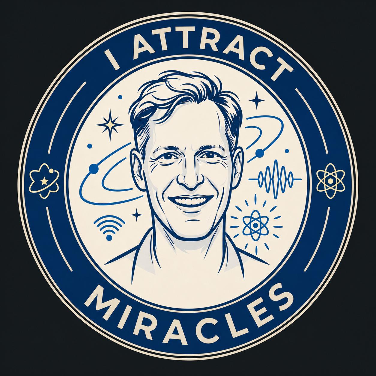 I Attract Miracles podcast seal — Ivo Betke with science iconography